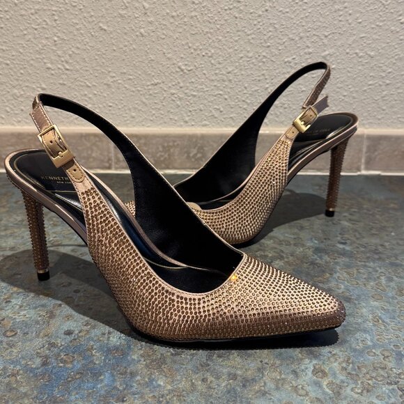 Kenneth Cole Quinnly Shitake Rhinestone Slingback Pumps - Picture 3 of 7